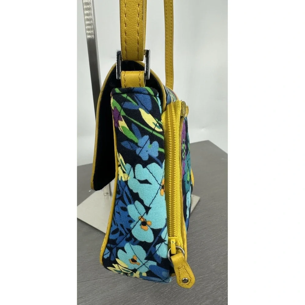Vera‎ Bradley Midnight Blues Patricia Crossbody Purse Floral Yellow Turn Lock